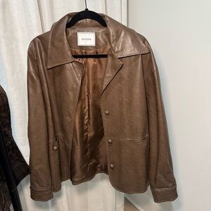 Rihoas Brown Faux Leather Jacket
